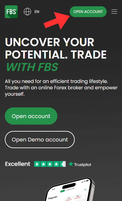 FBS公式サイトの口座開設